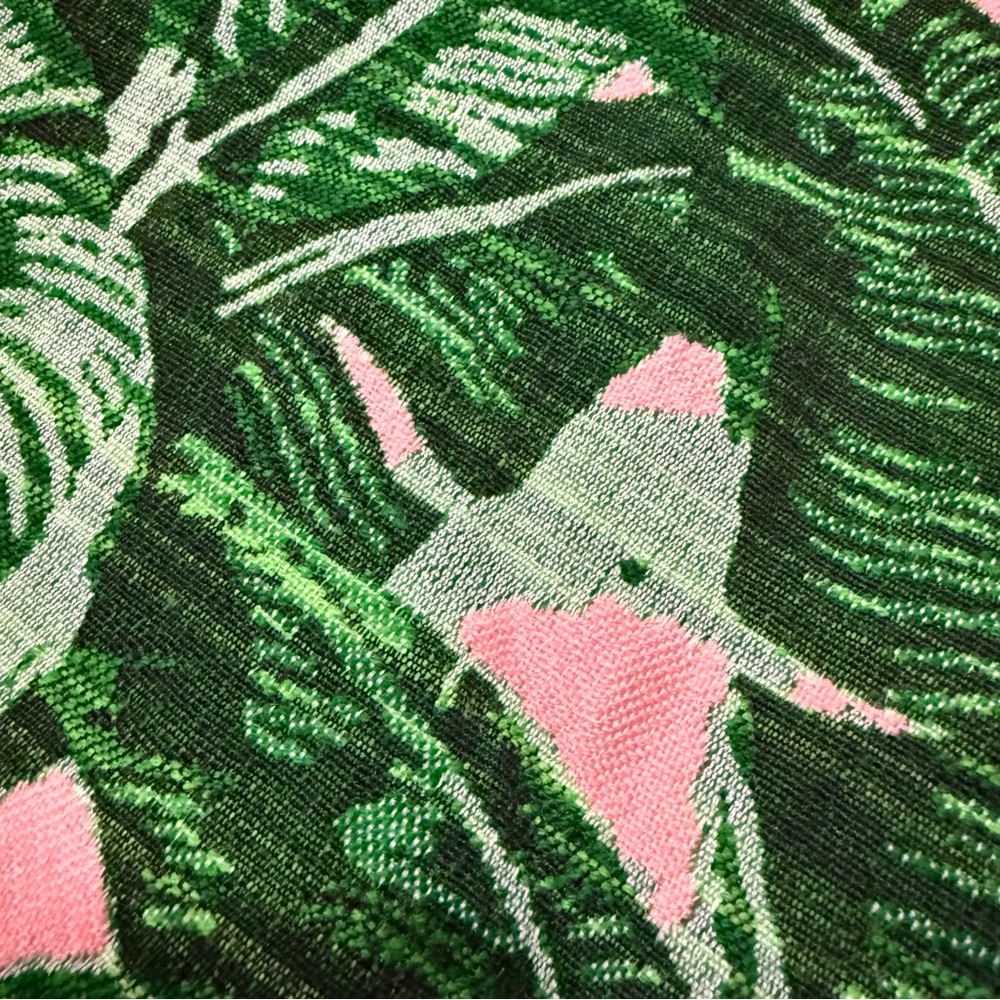 Judith March Lady of Summer palm print mini dress high neck green and pink large - Picture 8 of 13